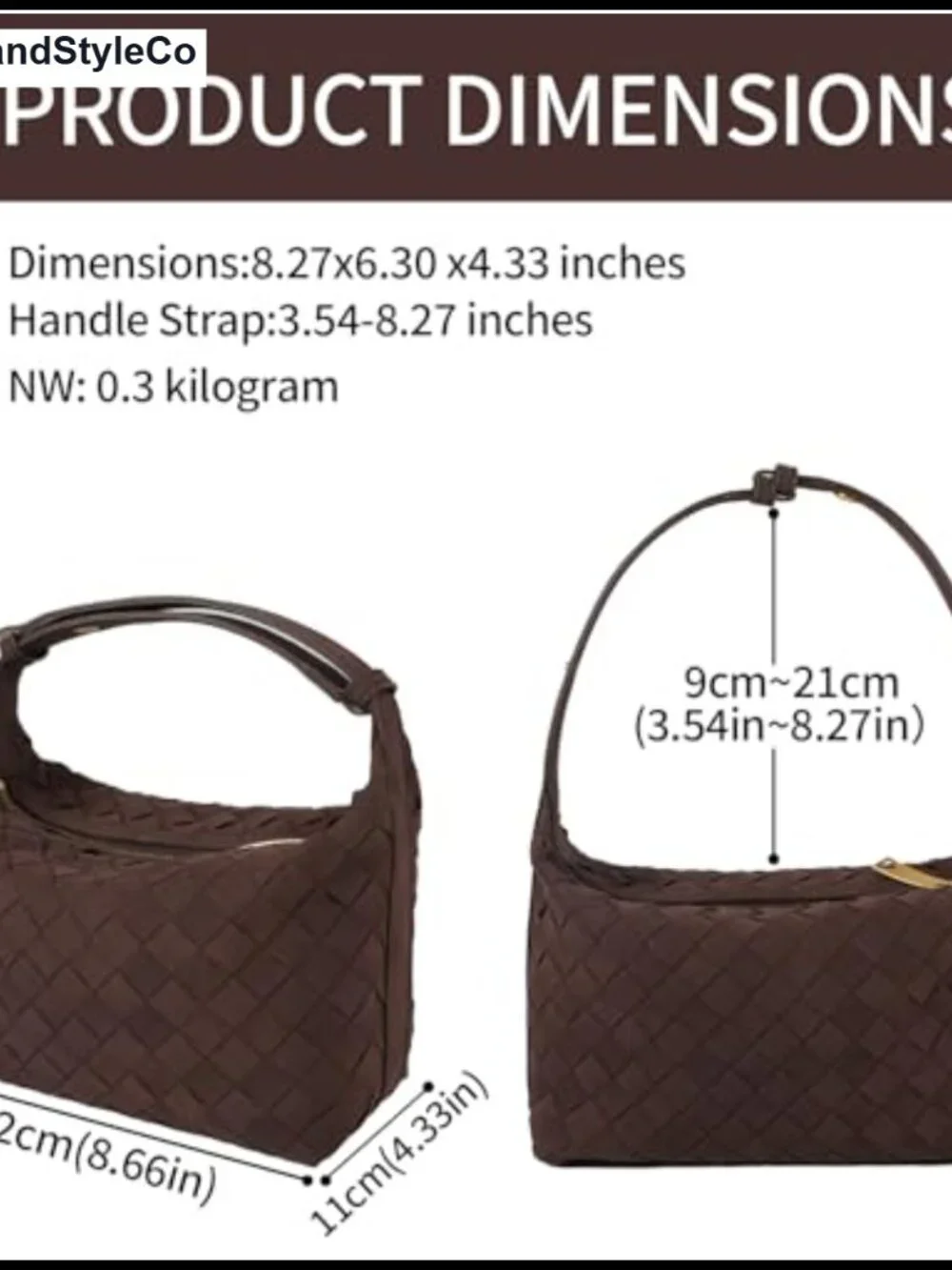 Faux Suede Woven Hobo Handbag Women Shoulder Bag Mini Purse